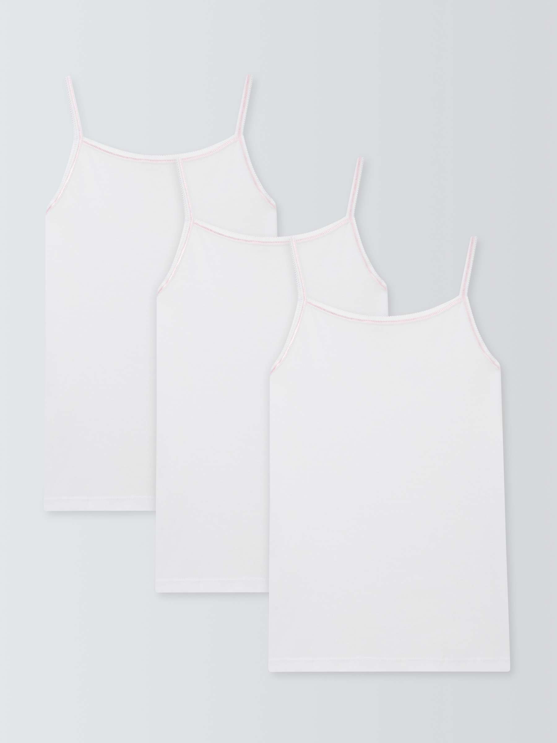 Buy John Lewis Kids' Embroidered Edge Camisole Vests, Pack of 3, White Online at johnlewis.com