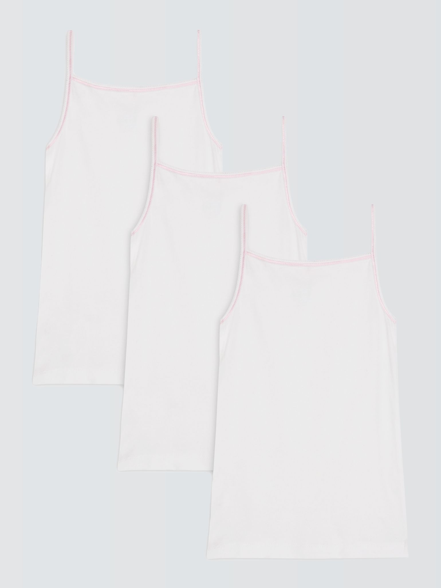 John Lewis Kids' Embroidered Edge Camisole Vests, Pack of 3, White, 2 years