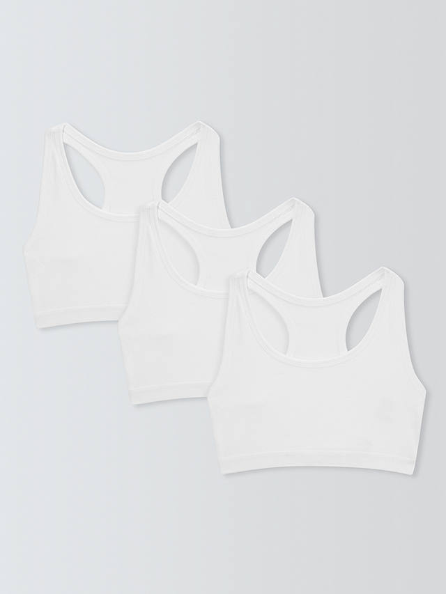 John Lewis ANYDAY Girls' Sports Crop Tops, Pack of 3, White