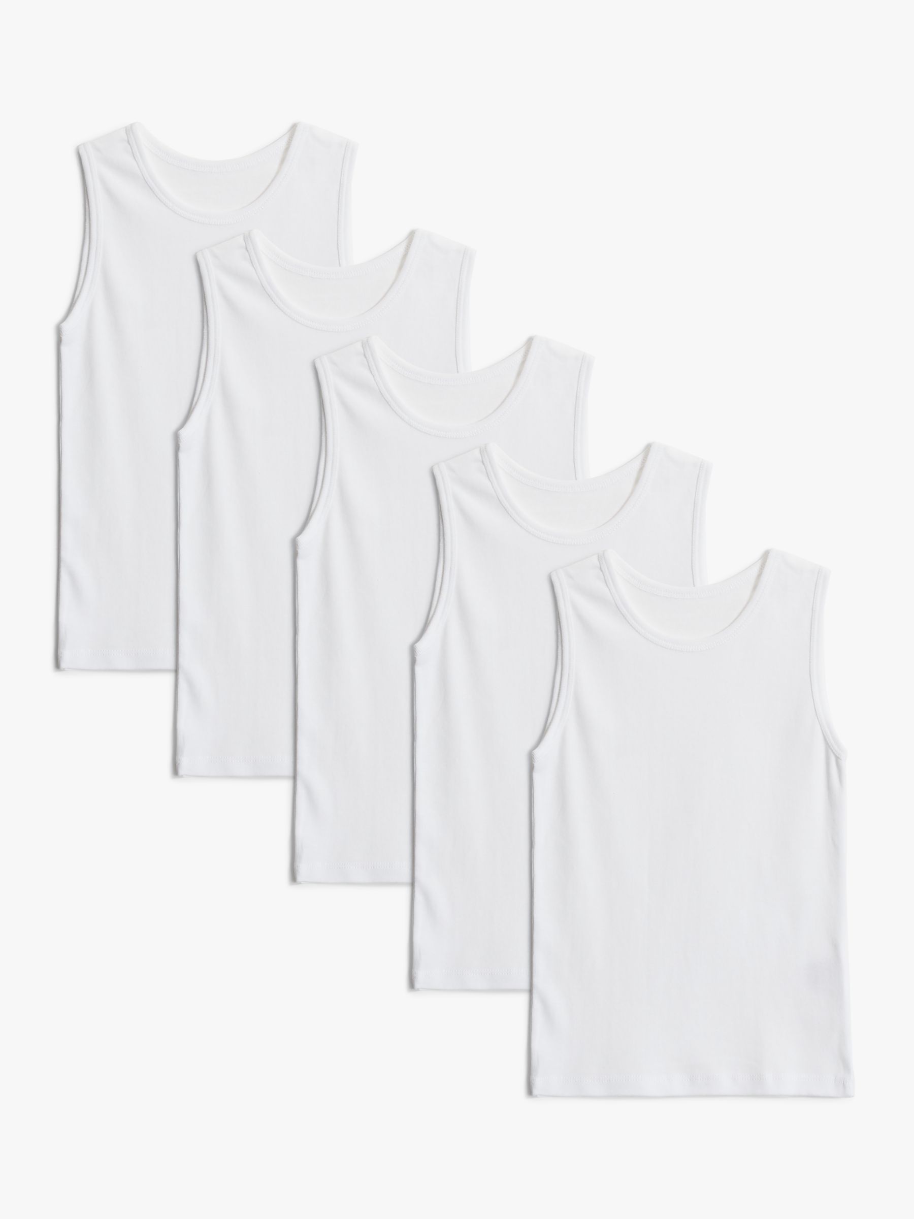 John Lewis Kids' Cotton Singlet Vests, Pack of 5, White, 2 years