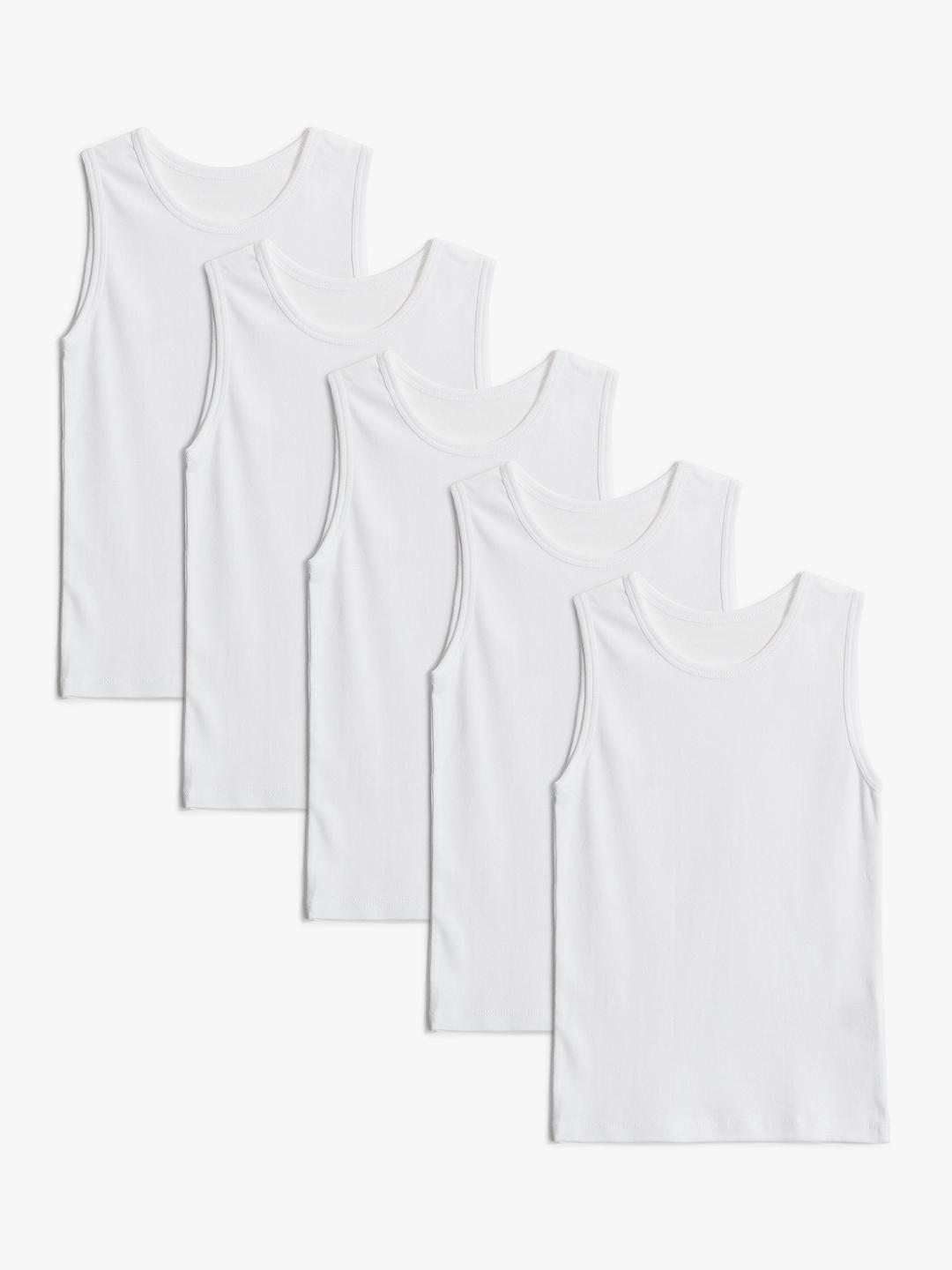 John Lewis Kids' Cotton Singlet Vests, Pack of 5, White