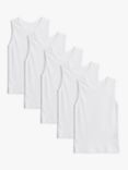 John Lewis ANYDAY Kids' Cotton Singlet Vests, Pack of 5