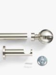 John Lewis Fixed Eyelet Curtain Pole Kit with Ball Finial, Dia.28mm, Steel