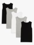 ANYDAY John Lewis & Partners Kids' Cotton Singlet Vests, Pack of 5, Black