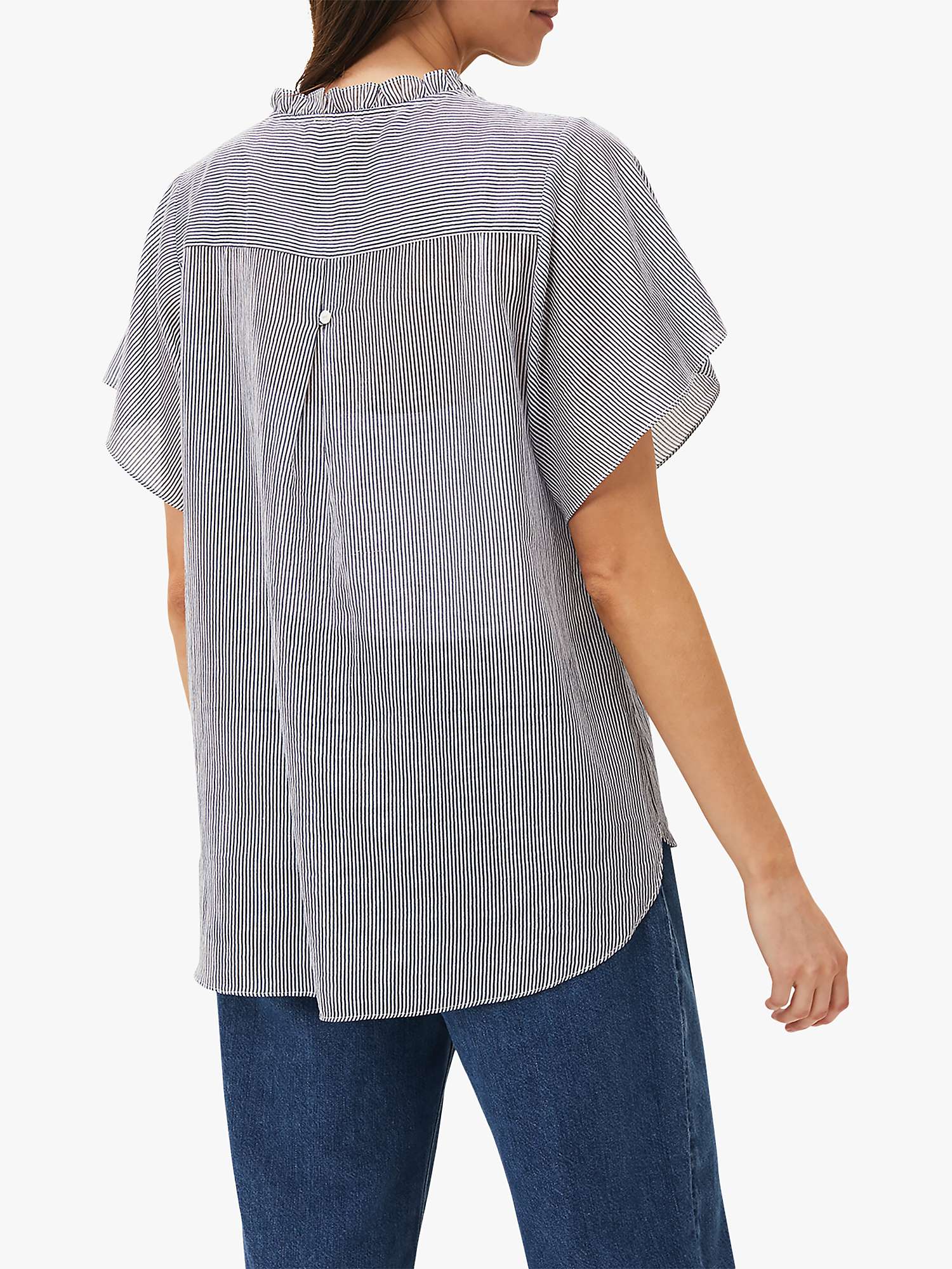 Buy Phase Eight Diya Frill Detail Striped Blouse, White/Soft Blue Online at johnlewis.com