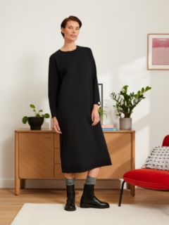 ANYDAY John Lewis & Partners Crew Neck Sweater Dress, Black, XS
