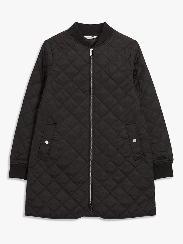 ANYDAY John Lewis & Partners Quilted Longline Coat, Black, XS