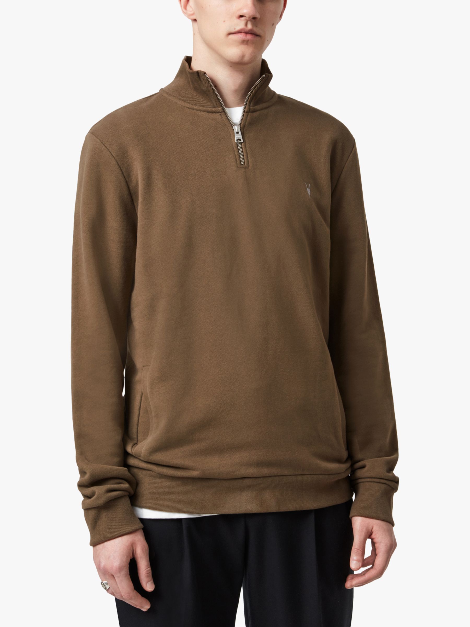 AllSaints Raven 1/4 Zip Sweatshirt, Totem Brown