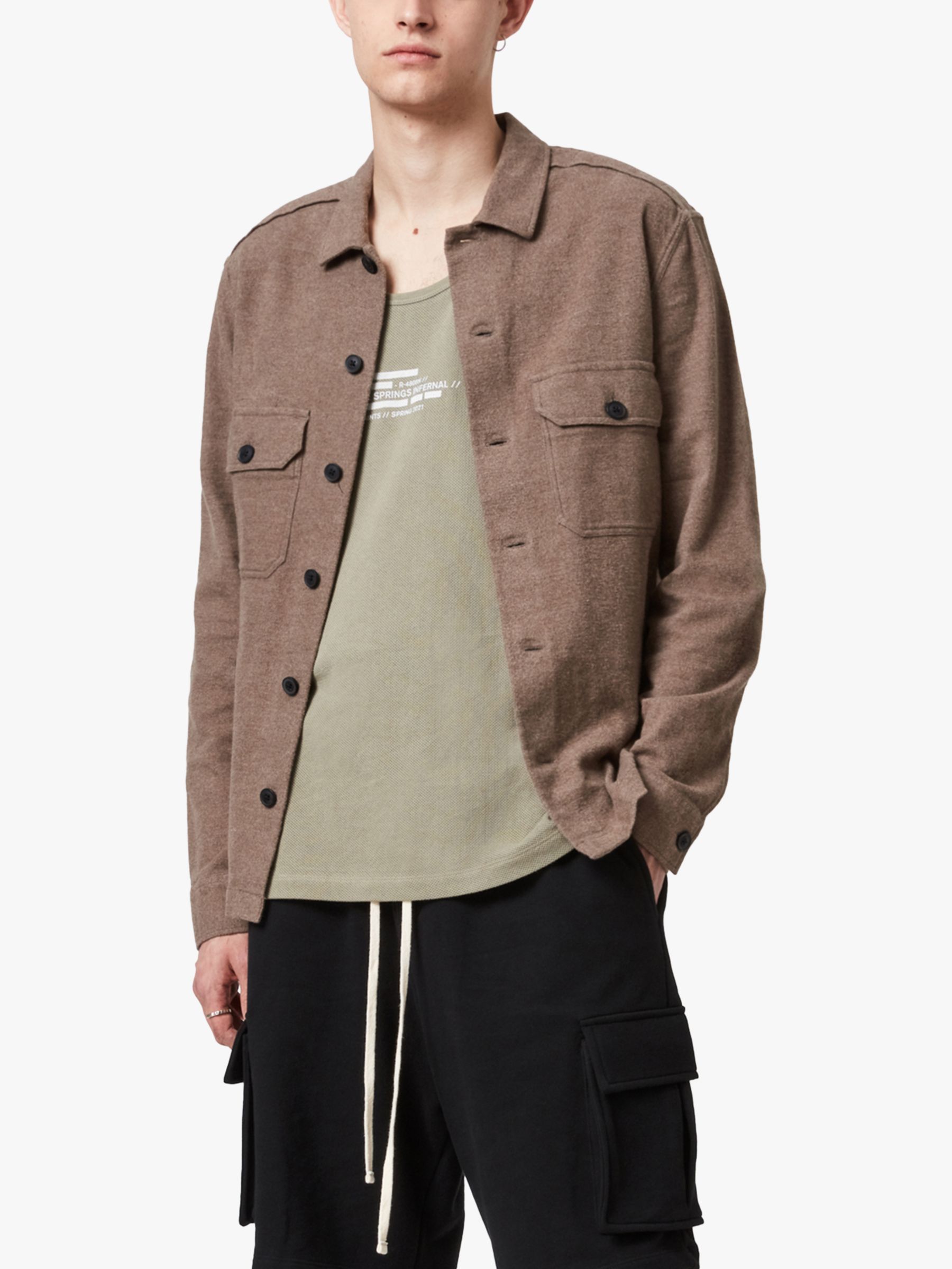 AllSaints Company Flannel Shirt, Mangrove