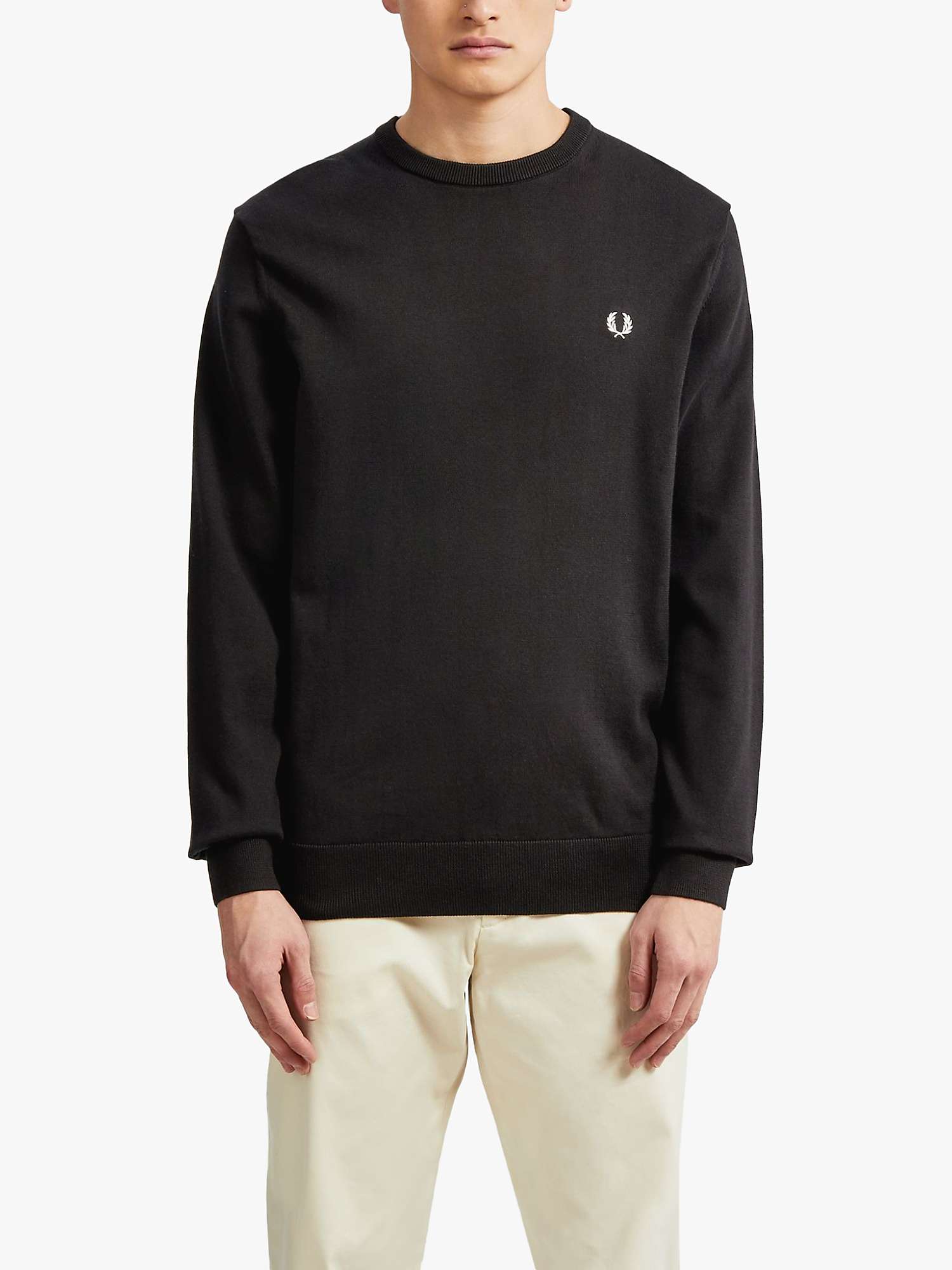 Fred Perry Classic Crew Neck Knit Jumper, Black at John Lewis  Partners