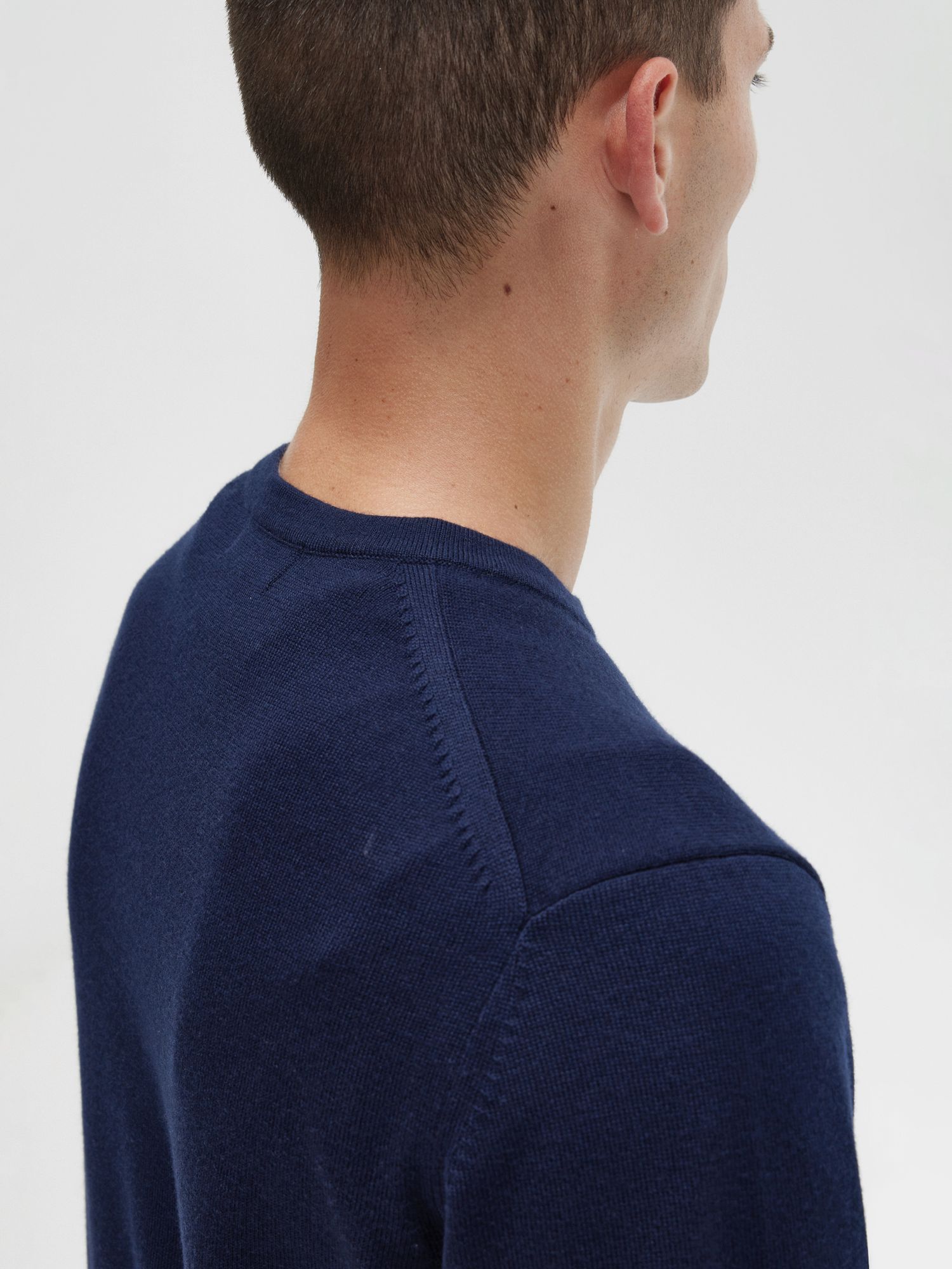 Fred Perry Classic Crew Neck Knit Jumper, Navy at John Lewis