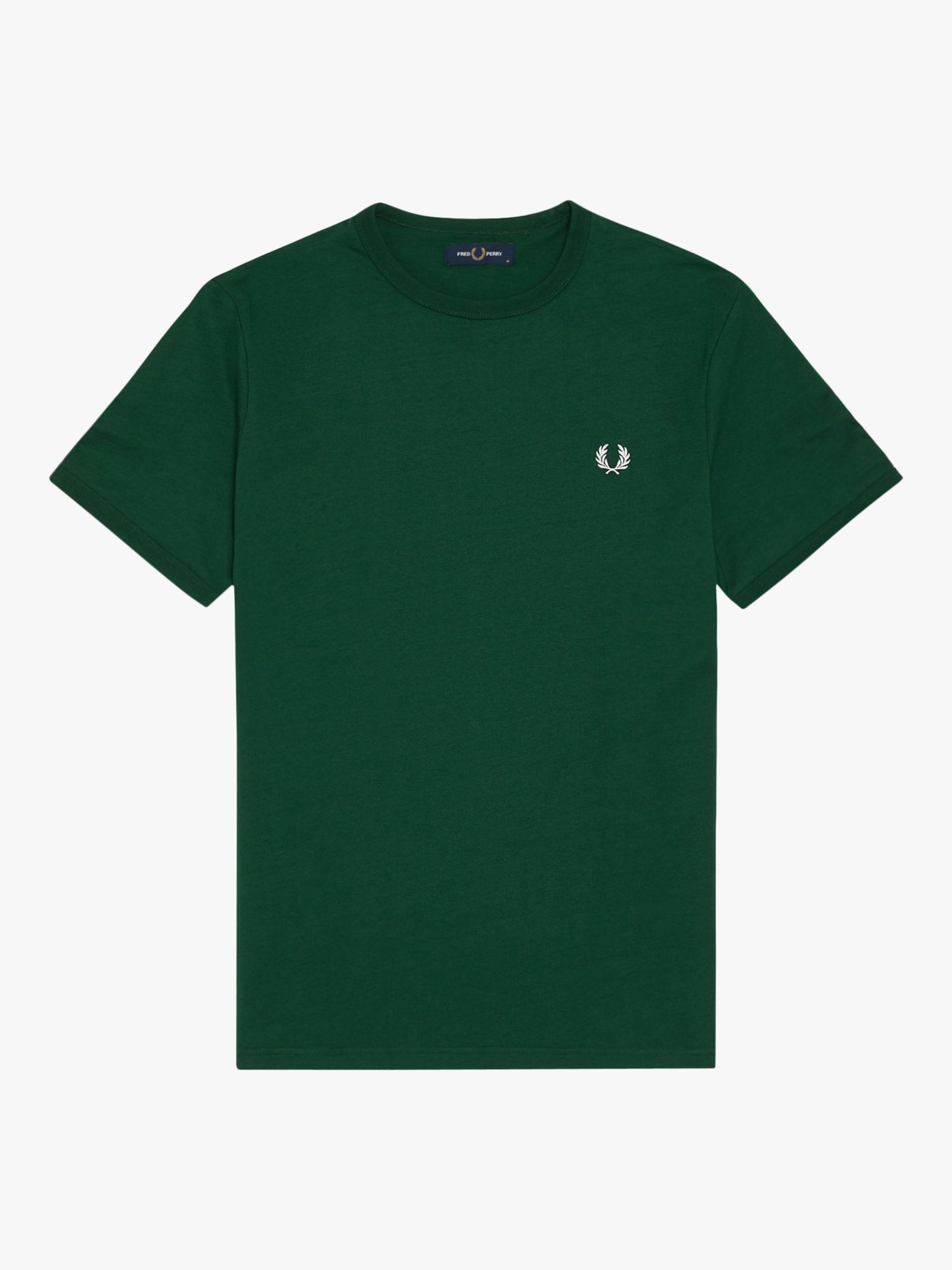 Fred Perry Ringer Crew Neck T-Shirt, Ivy/White at John Lewis & Partners