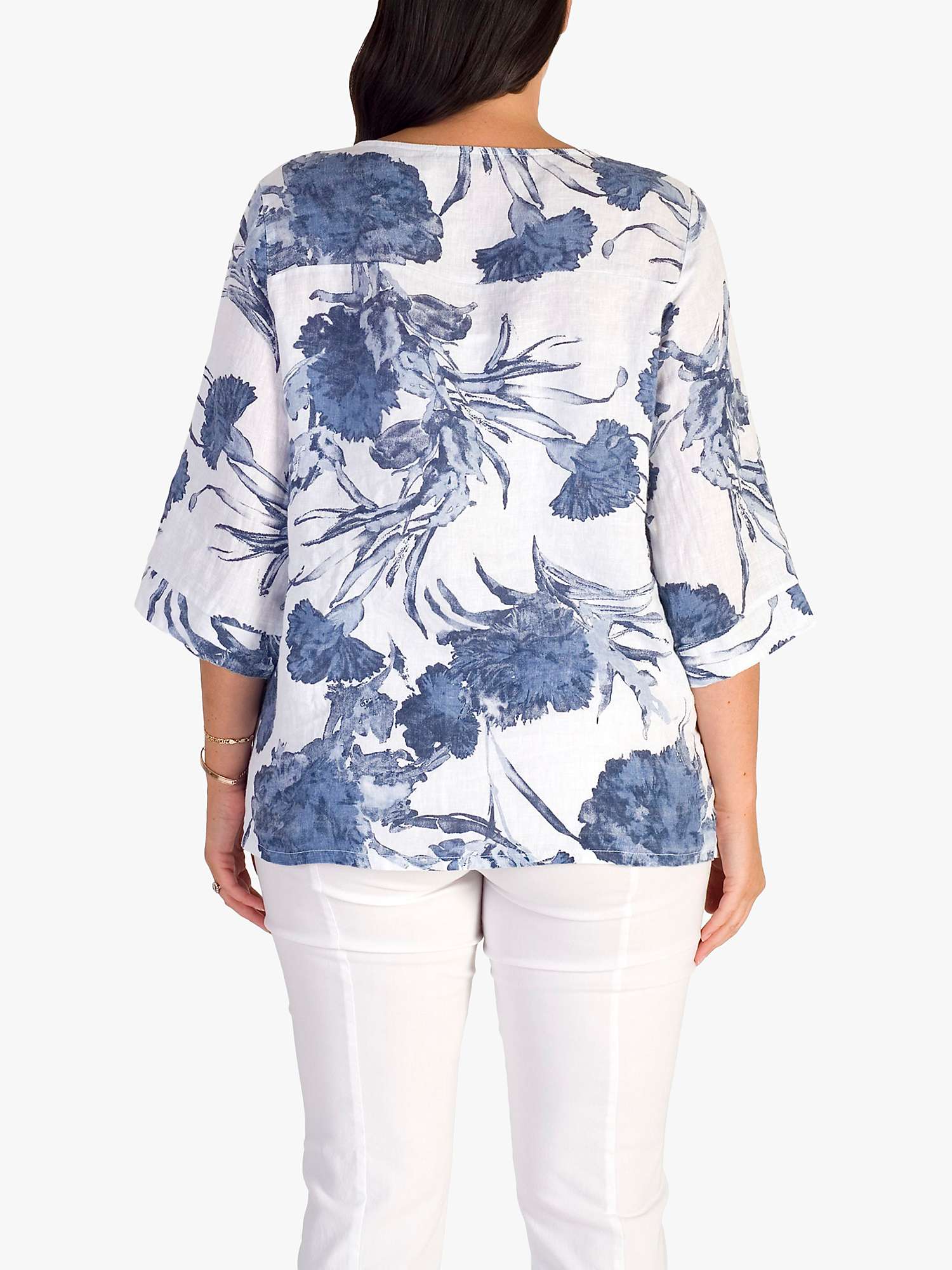 Buy chesca Tuck Detail Floral Print Linen Jacket, White/Denim Online at johnlewis.com