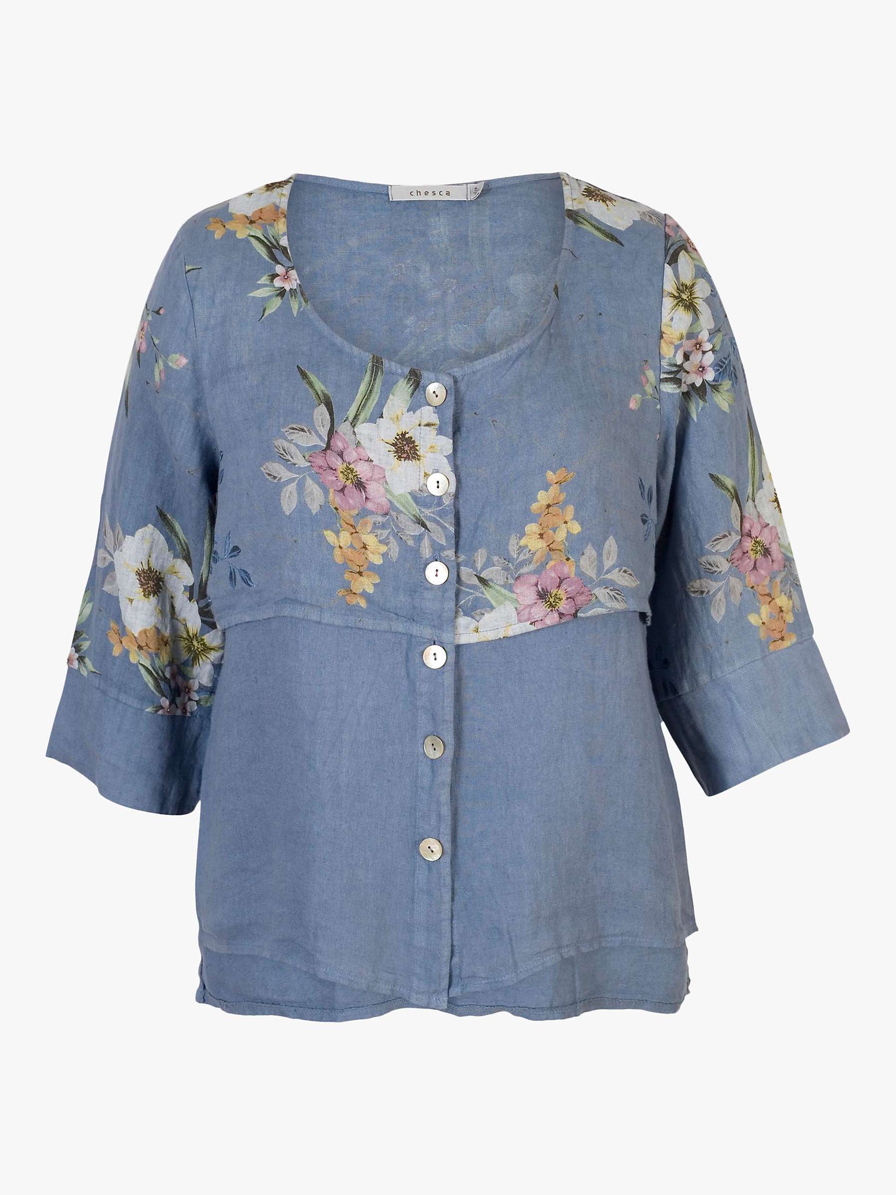 Buy chesca Floral Print Linen Jacket, Denim Online at johnlewis.com