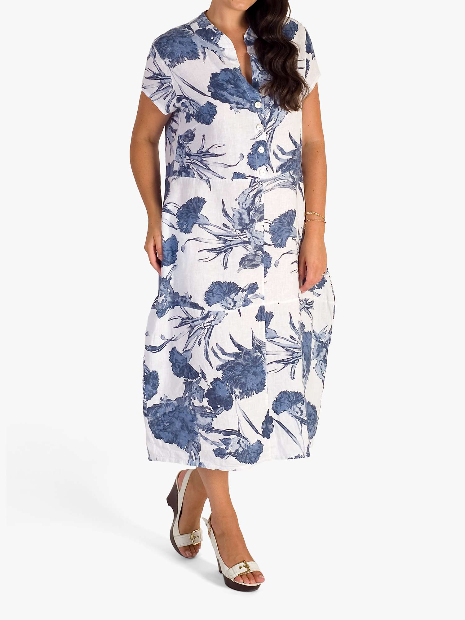 Buy chesca Carnation Floral Linen Shirt Dress, White/Denim Online at johnlewis.com