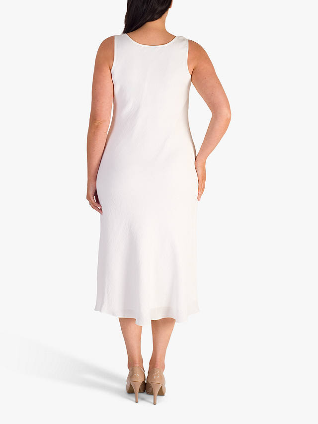 chesca Fine Crinkle Midi Dress, White
