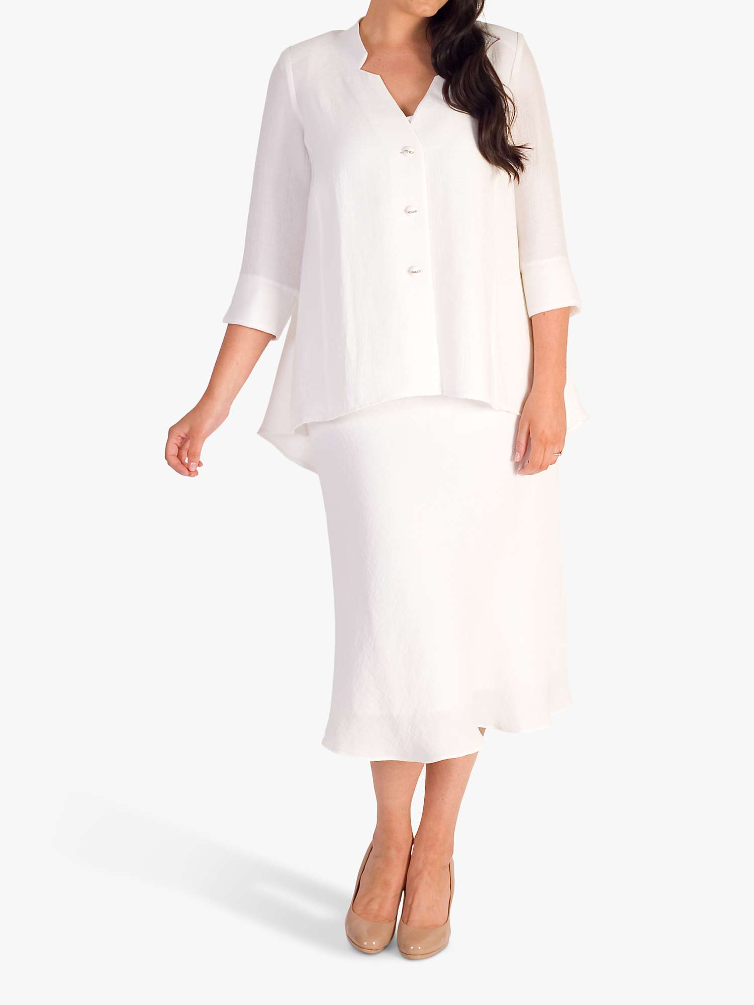 Buy chesca Fine Crinkle Midi Dress, White Online at johnlewis.com