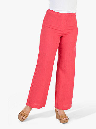 chesca Pinstripe Linen Trousers, Coral