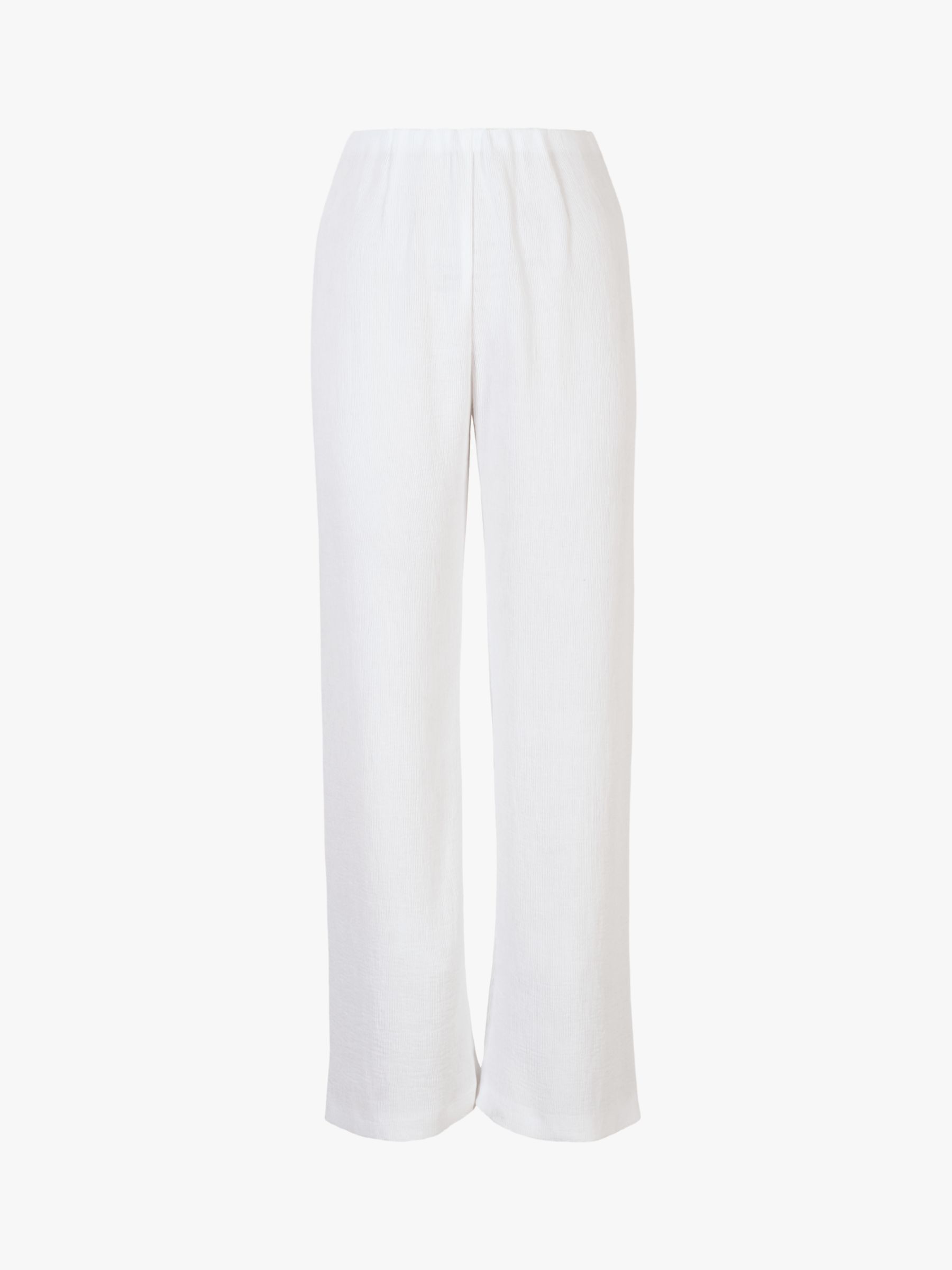 chesca Fine Crinkle Trousers, White at John Lewis & Partners