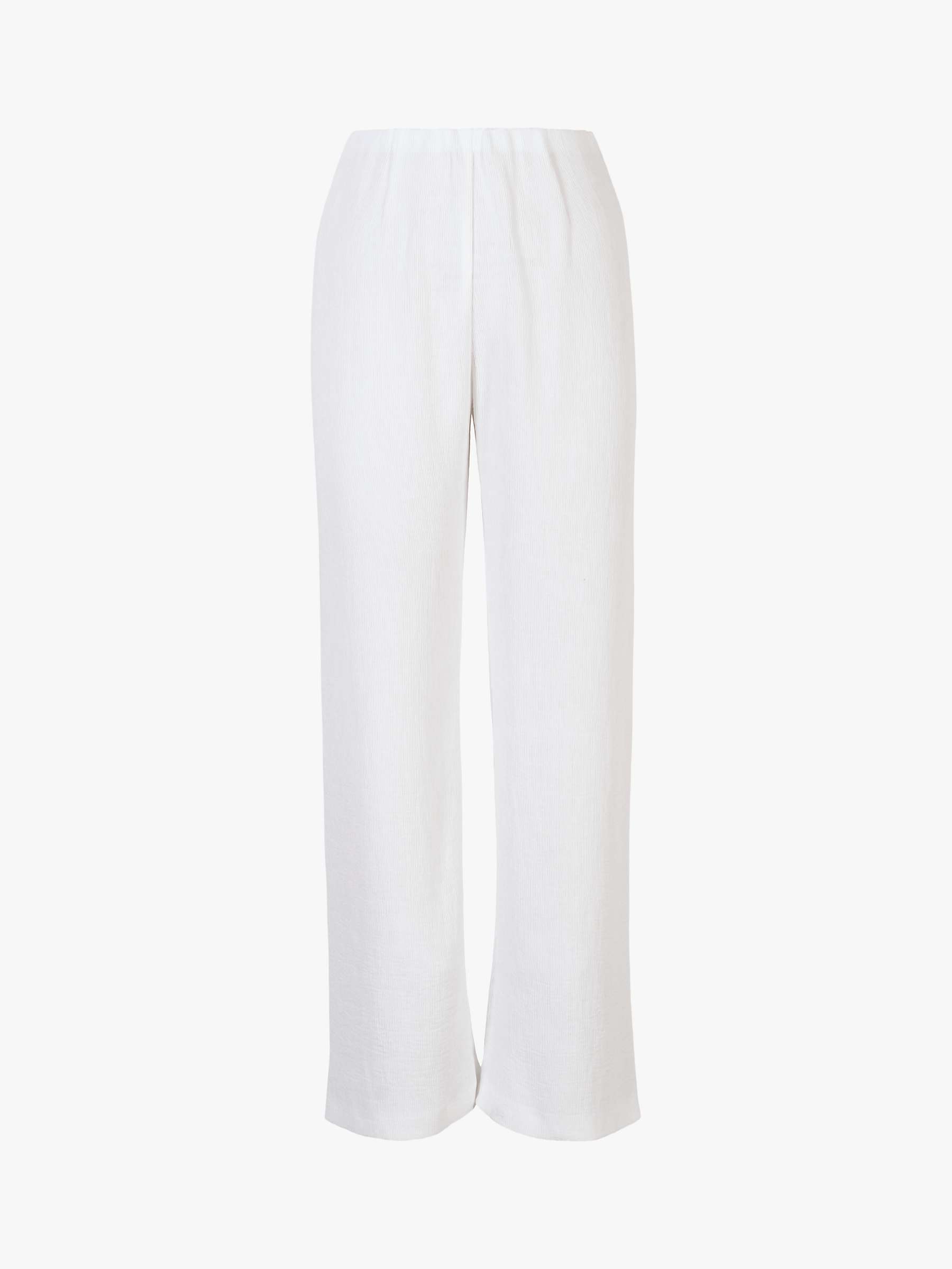 chesca Fine Crinkle Trousers, White at John Lewis & Partners