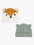 John Lewis & Partners Baby Fox Hats, Pack of 2, Orange/Green