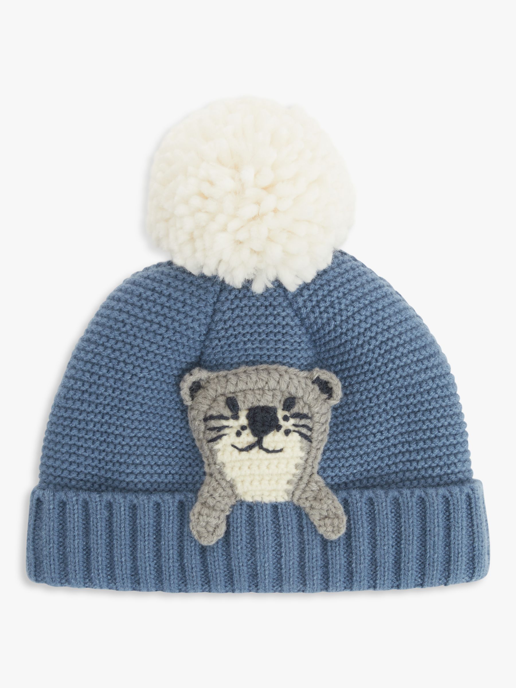 John Lewis Baby Otter Crochet Bobble Hat, Blue