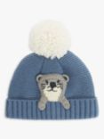 John Lewis & Partners Baby Otter Crochet Bobble Hat, Blue