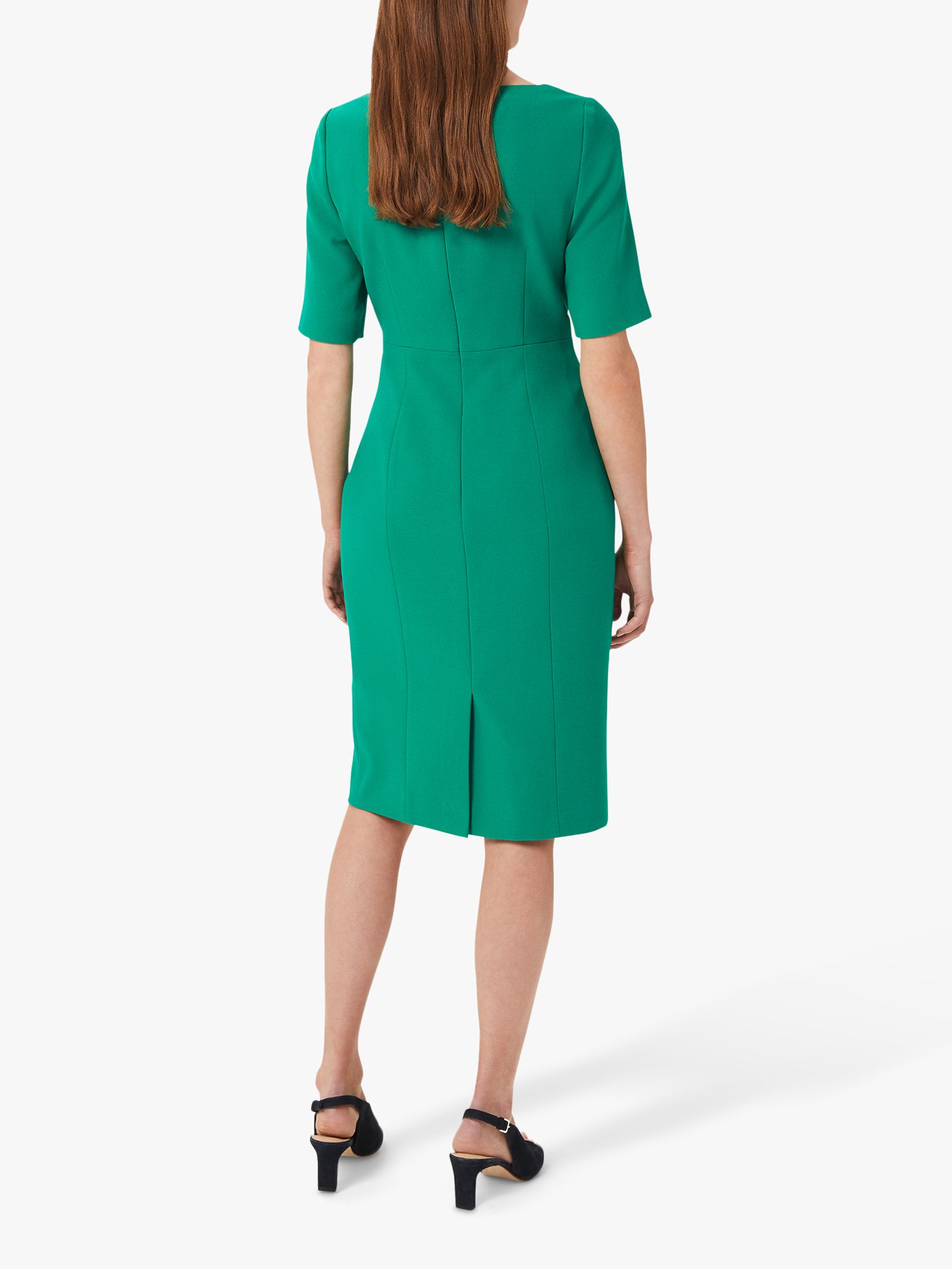 Hobbs Tailored Sweetheart Neck Knee Length Dress, Field Green at John ...