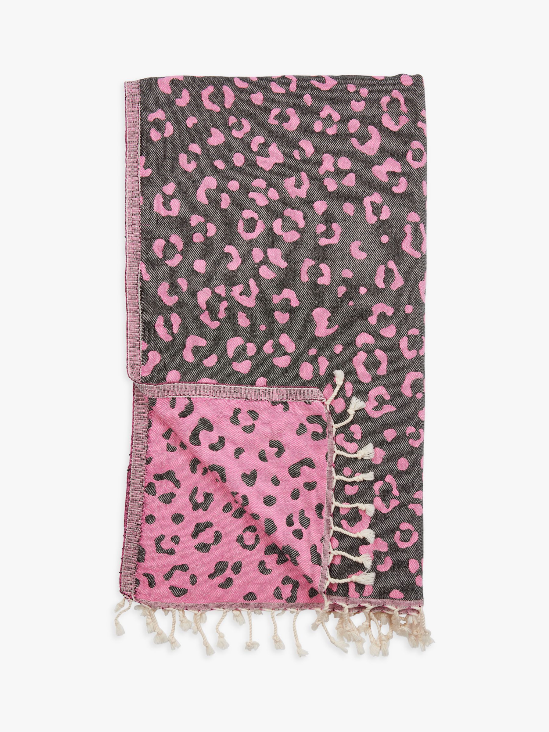 hush Leopard Print Hammam Towel, Pink/Multi