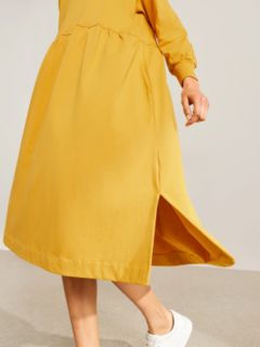 Kin Long Sleeve Drop Waist Jersey Dress, Yellow, L