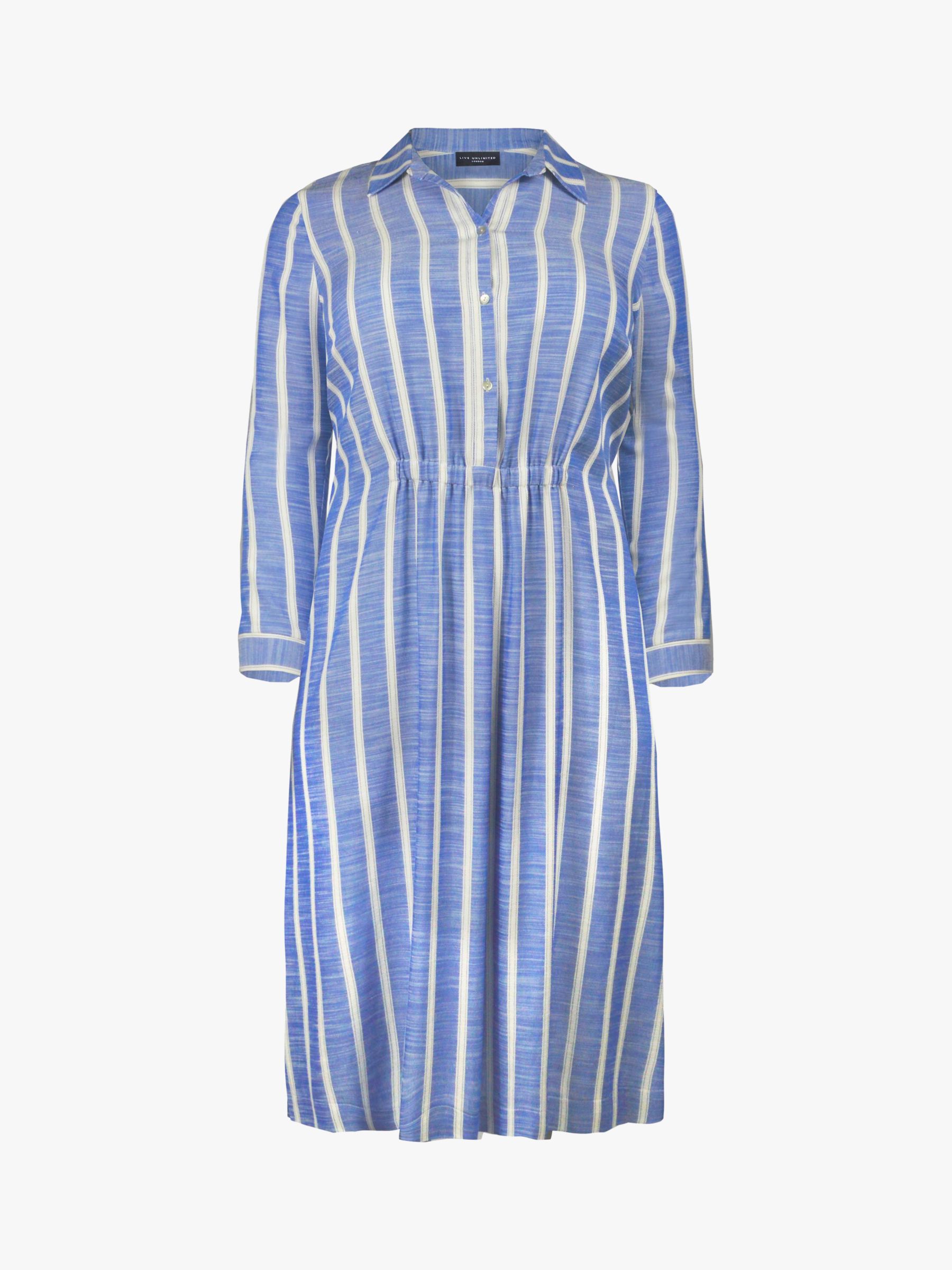 Live Unlimited Stripe Midi Shirt Dress, Blue