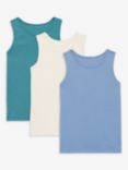 John Lewis & Partners Kids' Coloured Vests, Pack of 3, Blue/Multi