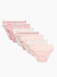 ANYDAY John Lewis & Partners Kids' Picot Trim Briefs, Pack of 7, Pink