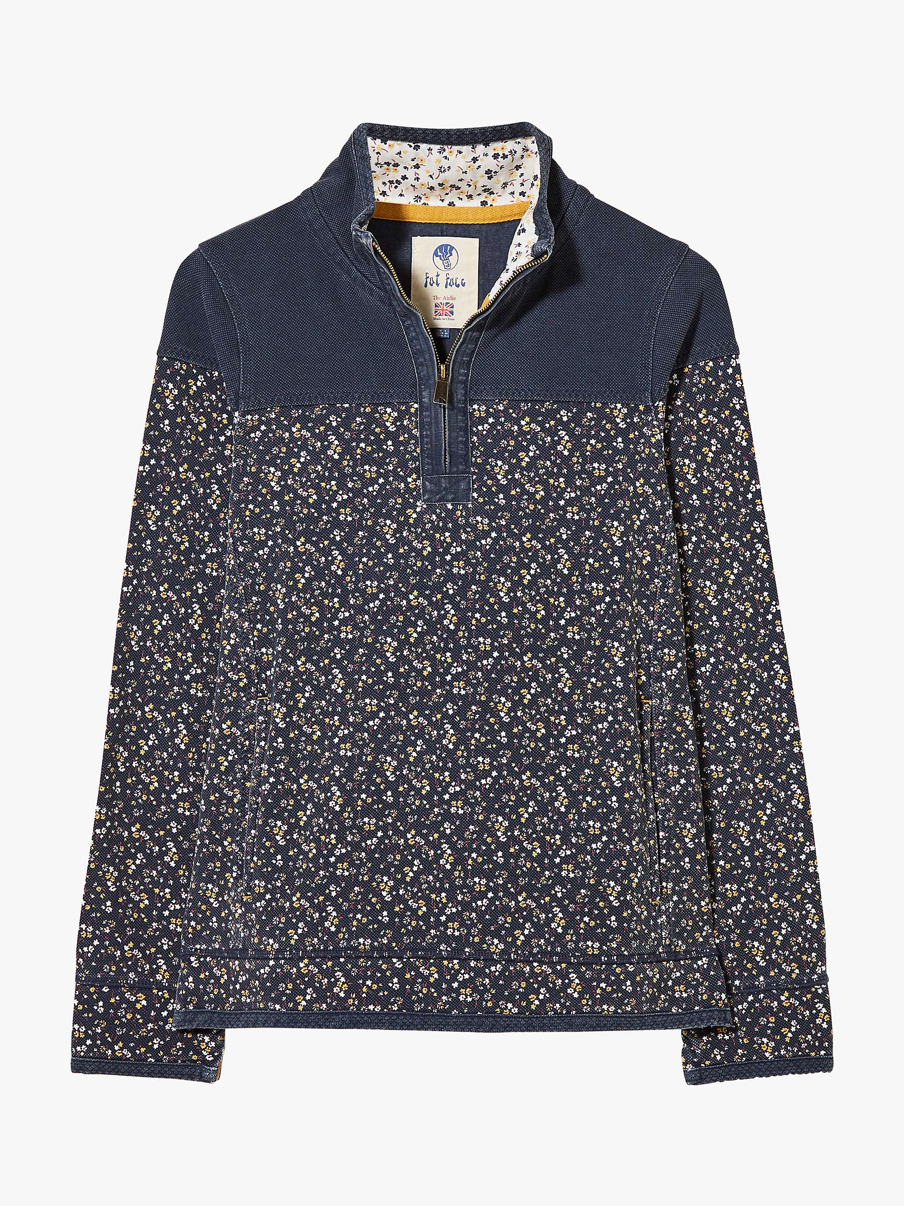 Buy FatFace Airlie Floral Print Half Zip Sweatshirt, Chambray Online at johnlewis.com