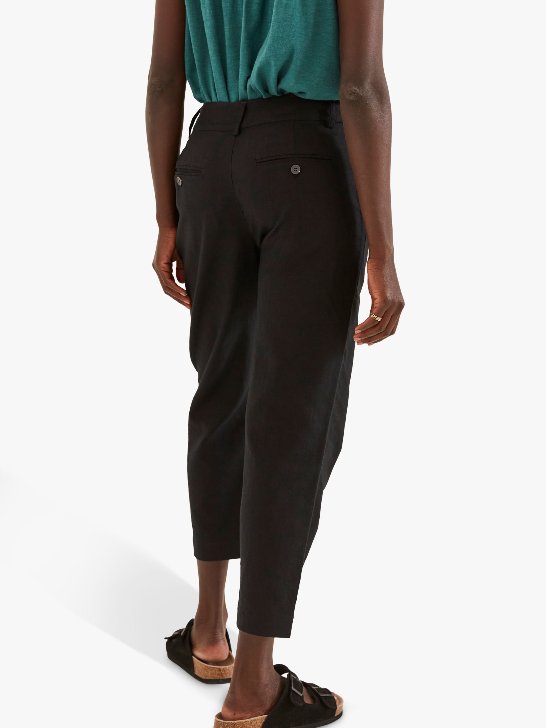 FatFace Purton Linen Blend Trousers, Black at John Lewis & Partners
