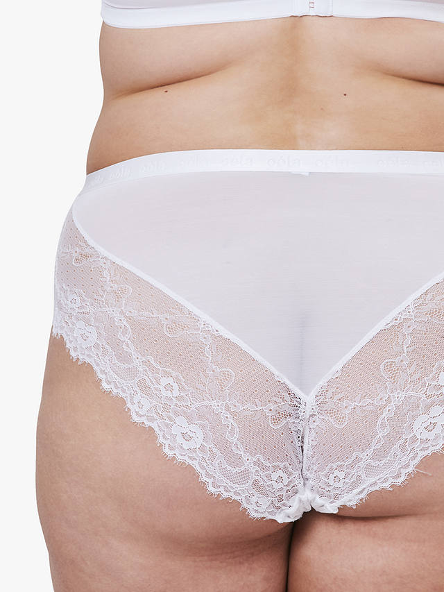 Oola Lingerie Lace and Logo High Waist Knickers, White