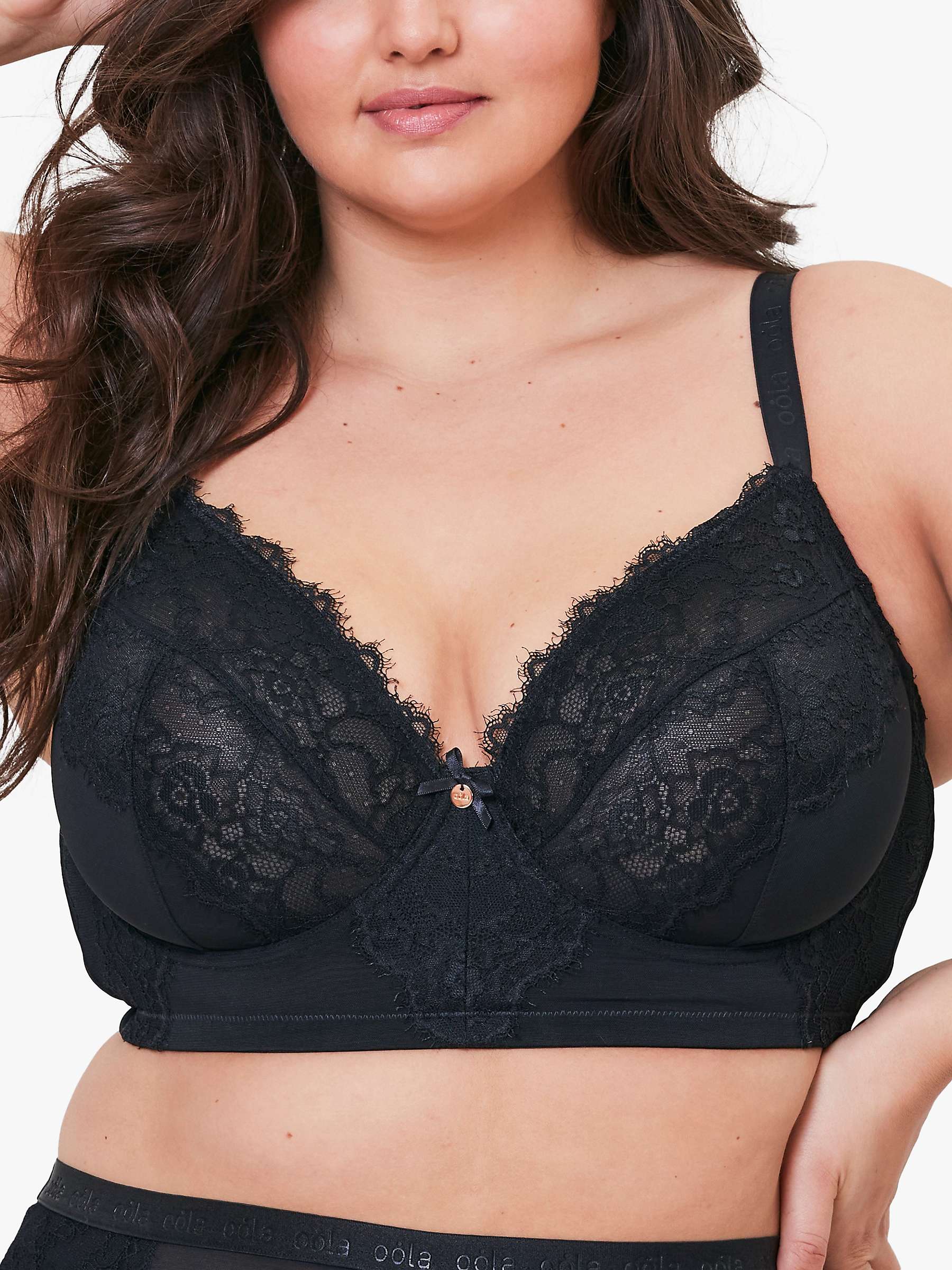 Buy Oola Lingerie Lace and Logo Longline Underwired Bra Online at johnlewis.com