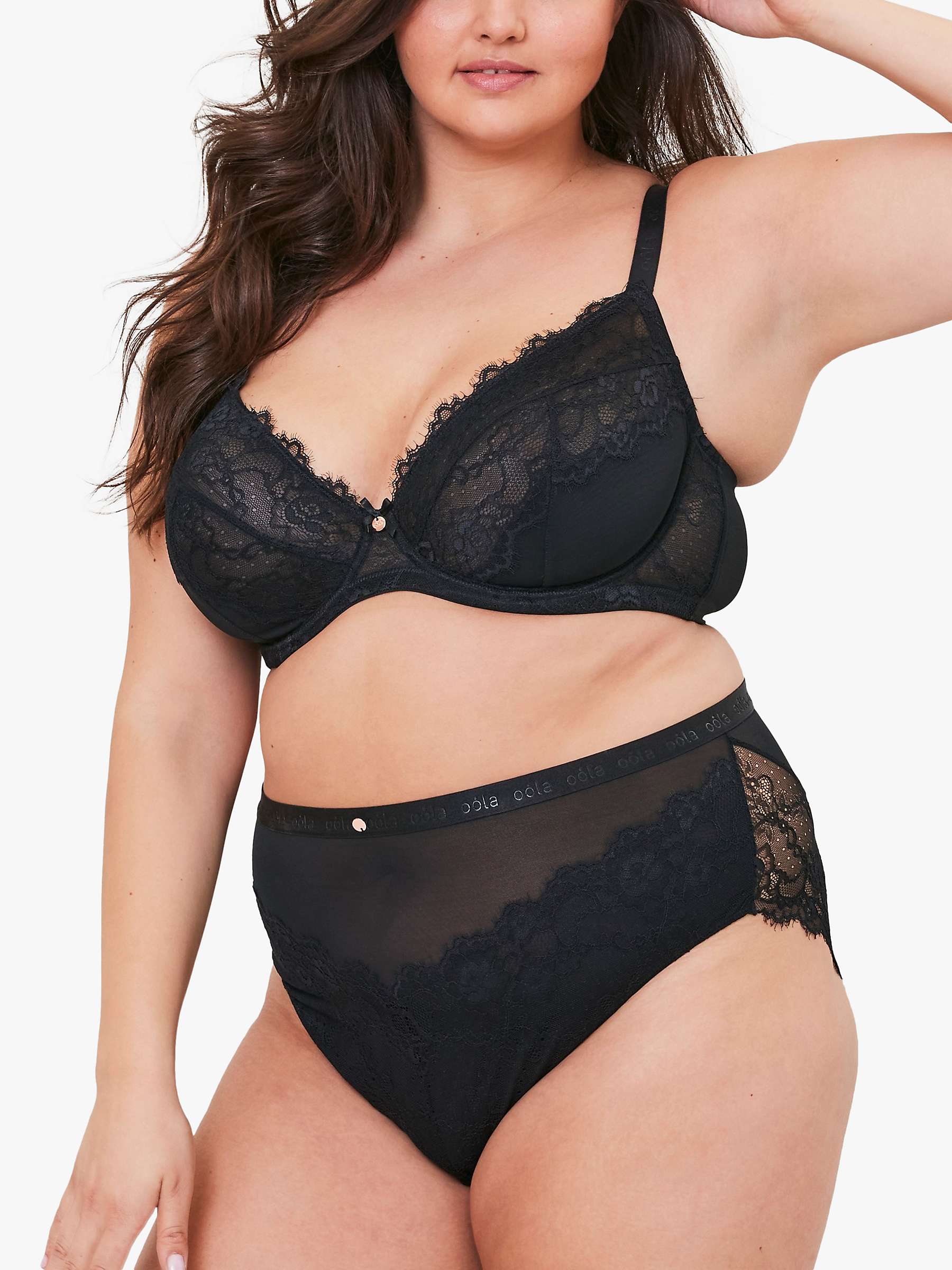 Buy Oola Lingerie Lace and Logo High Waist Knickers Online at johnlewis.com