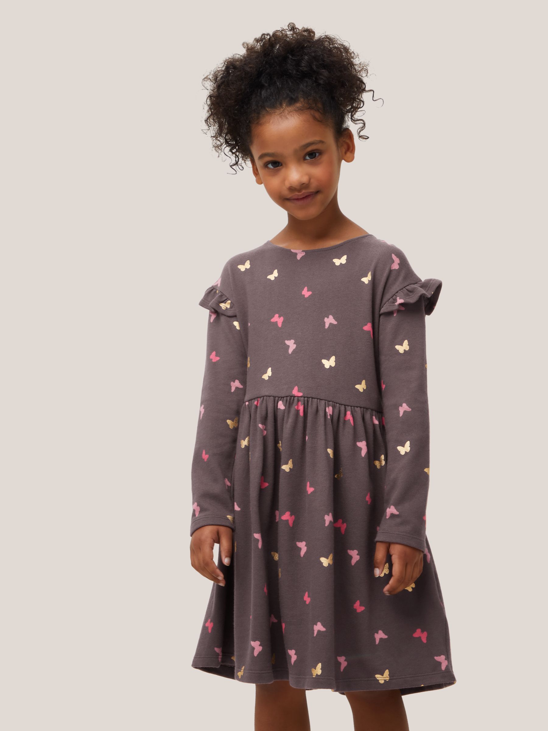 John Lewis Kids' Butterfly Sweater Dress, Charcoal