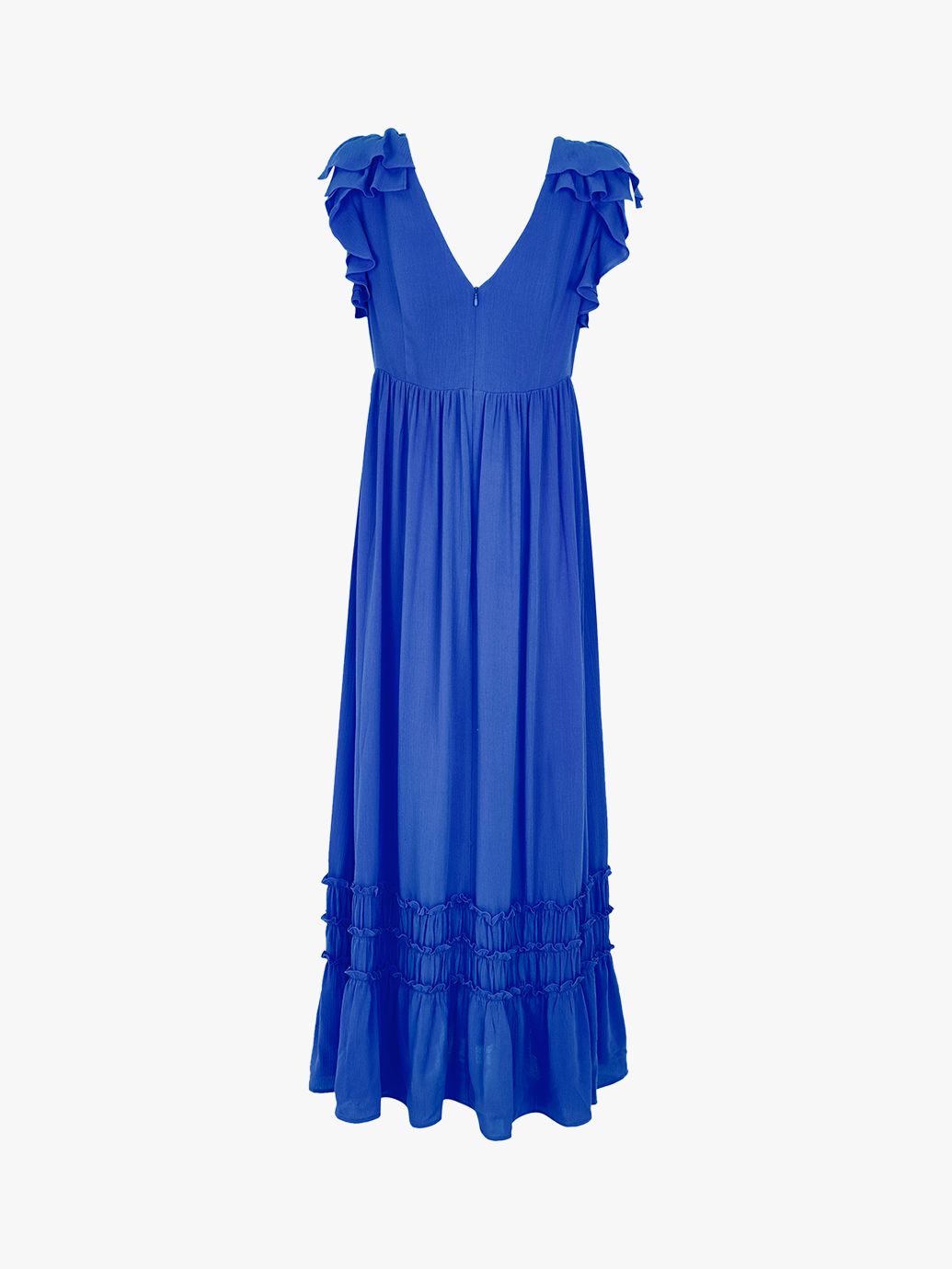 Mint Velvet Ruffle Detail Maxi Dress, Blue at John Lewis & Partners