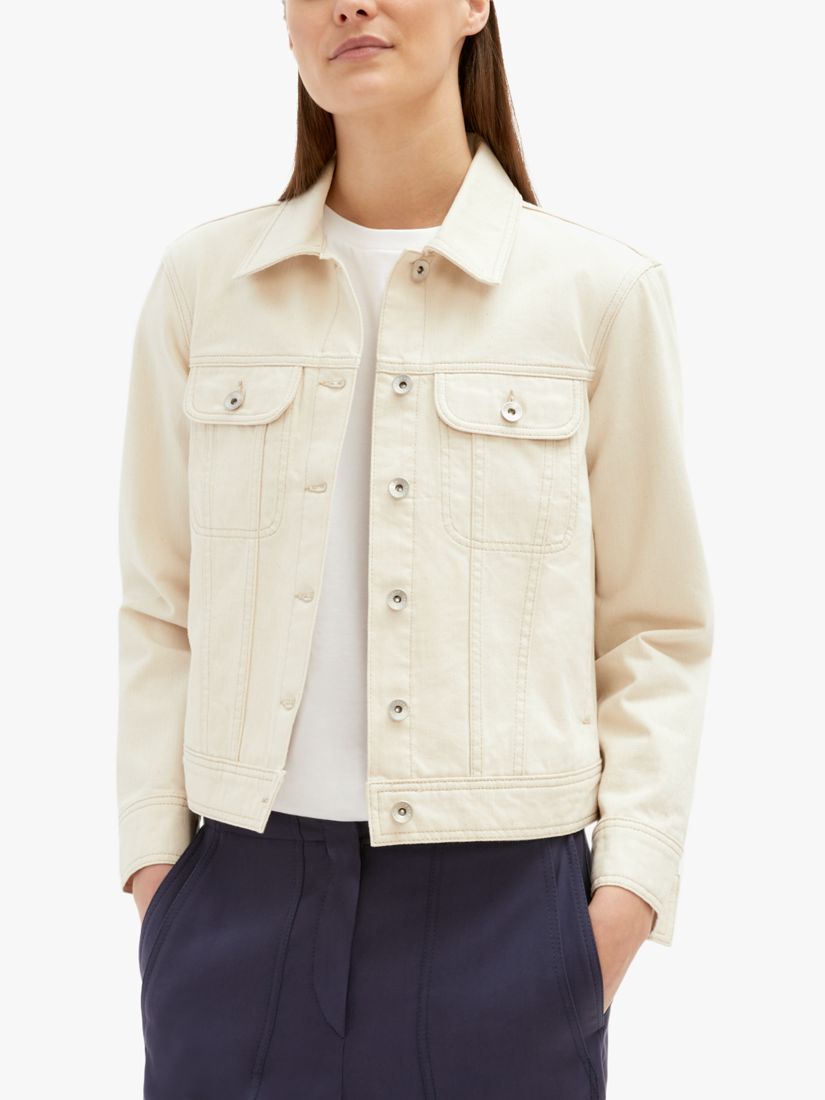 Jigsaw Denim Trucker Jacket, Ecru at John Lewis & Partners