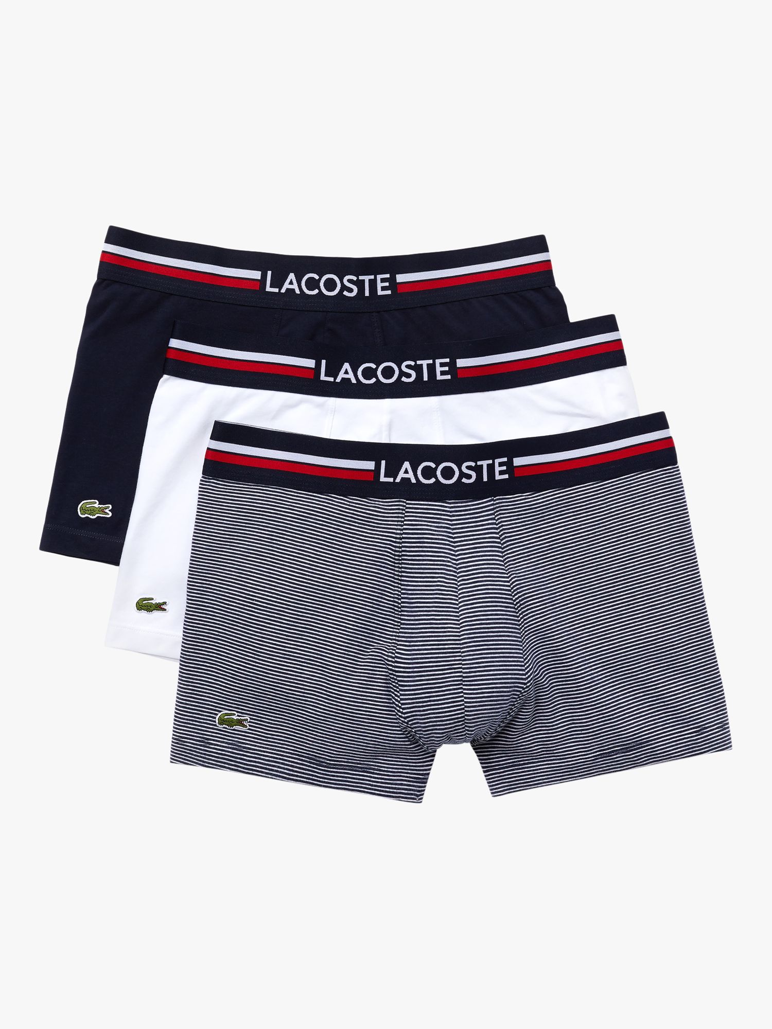 Lacoste Cotton Sport Low-cut Socks Three-pack in Silver/Navy/White Mens Underwear Lacoste Underwear Blue for Men 