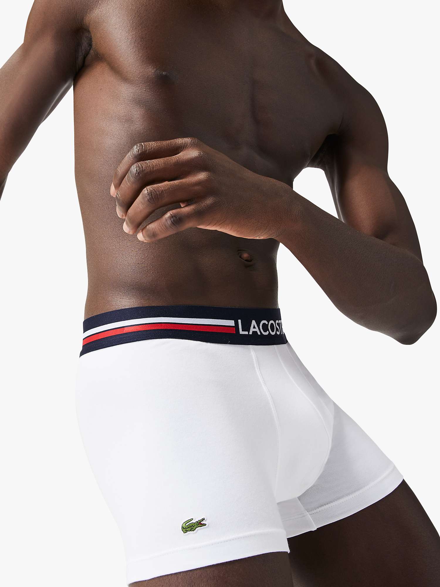 Buy Lacoste Three Tone Colour Waistband Trunks, Pack of 3, Marine/White Online at johnlewis.com