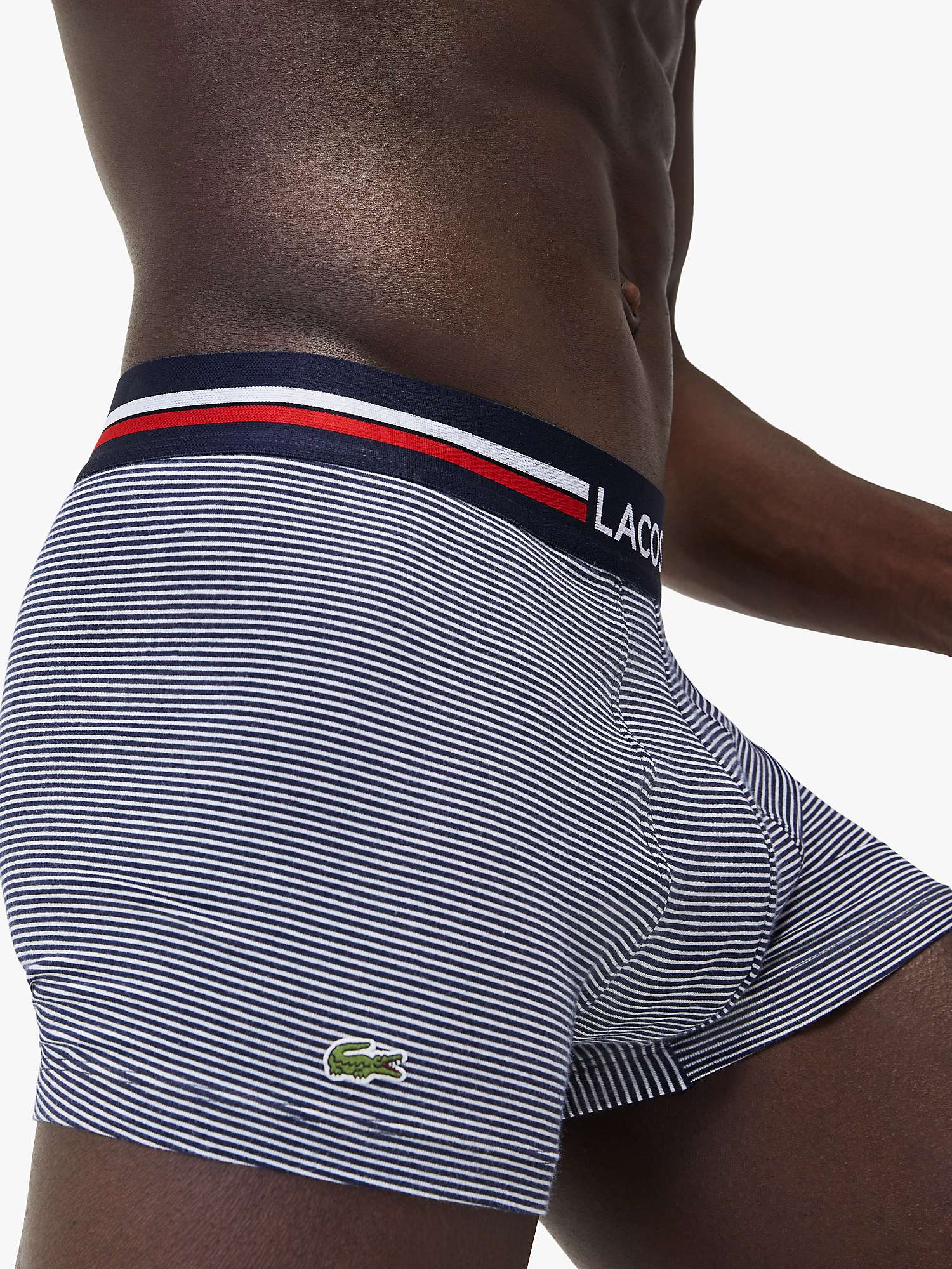 Buy Lacoste Three Tone Colour Waistband Trunks, Pack of 3, Marine/White Online at johnlewis.com