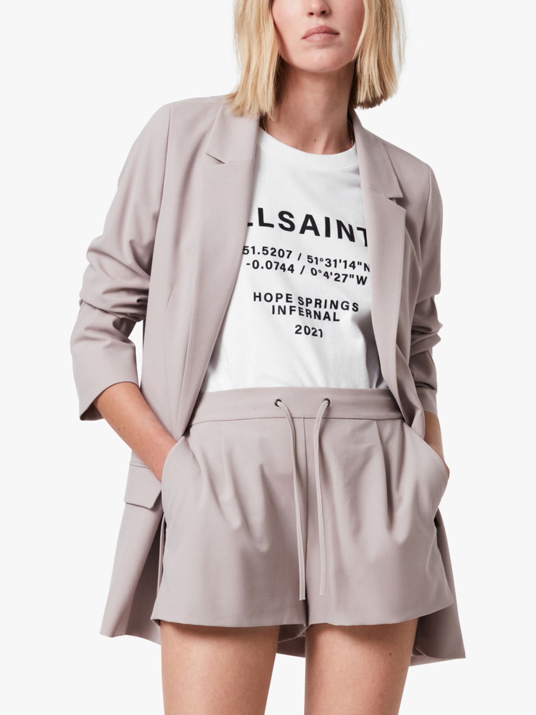 AllSaints Aleida Tri Blazer, Dusty Pink at John Lewis & Partners