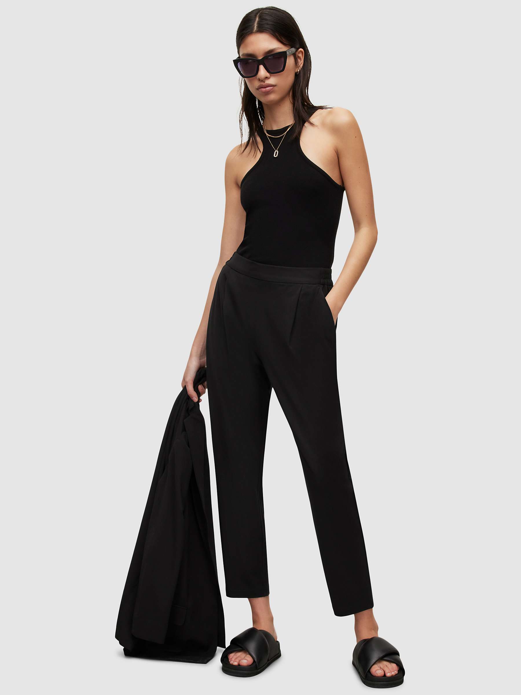 Buy AllSaints Aleida Ankle Grazer Jersey Trousers, Black Online at johnlewis.com