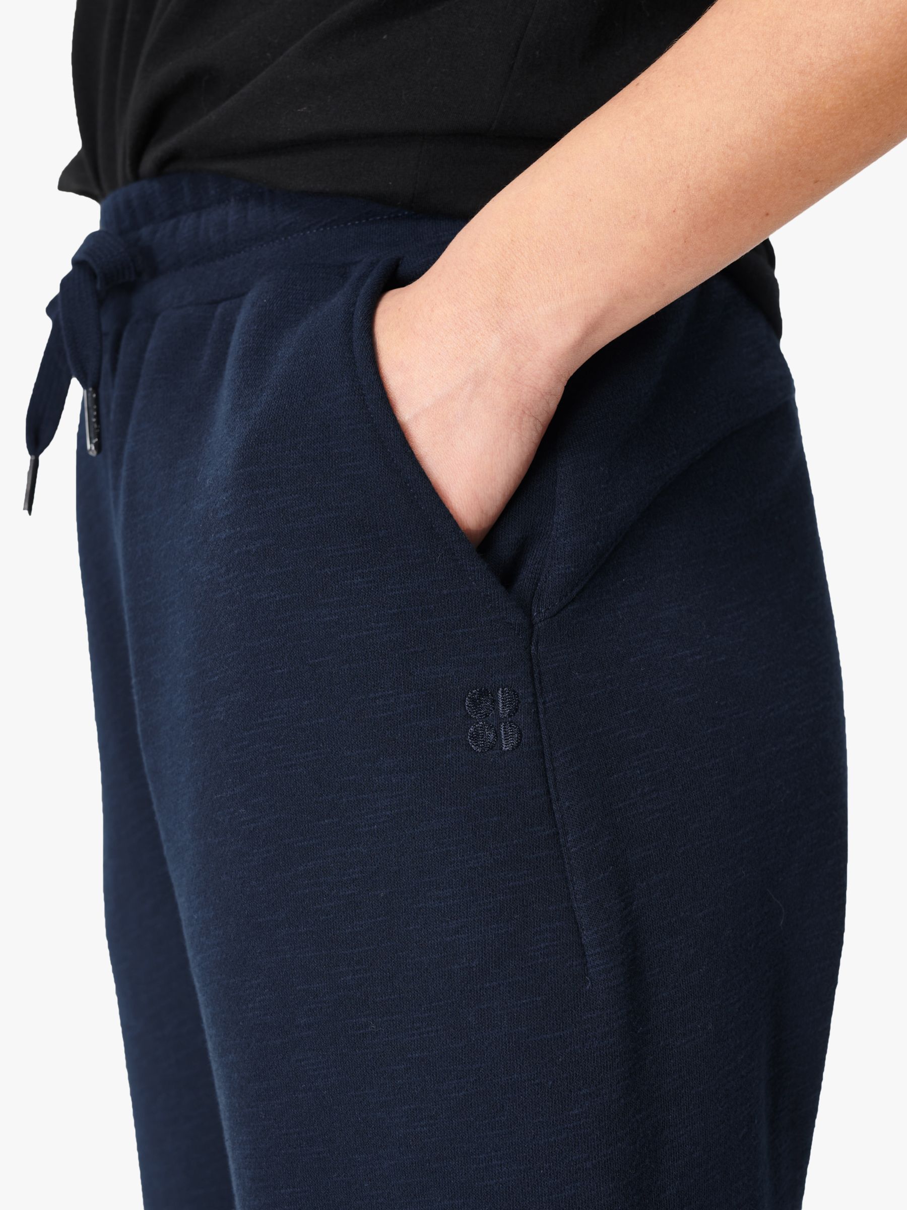 Sweaty Betty Essentials Tapered Joggers, Navy Blue at John Lewis & Partners