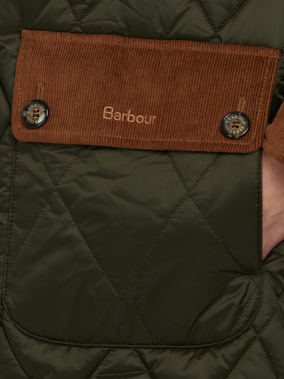 Barbour Mickley Hooded Long Quilted Coat, Sage
