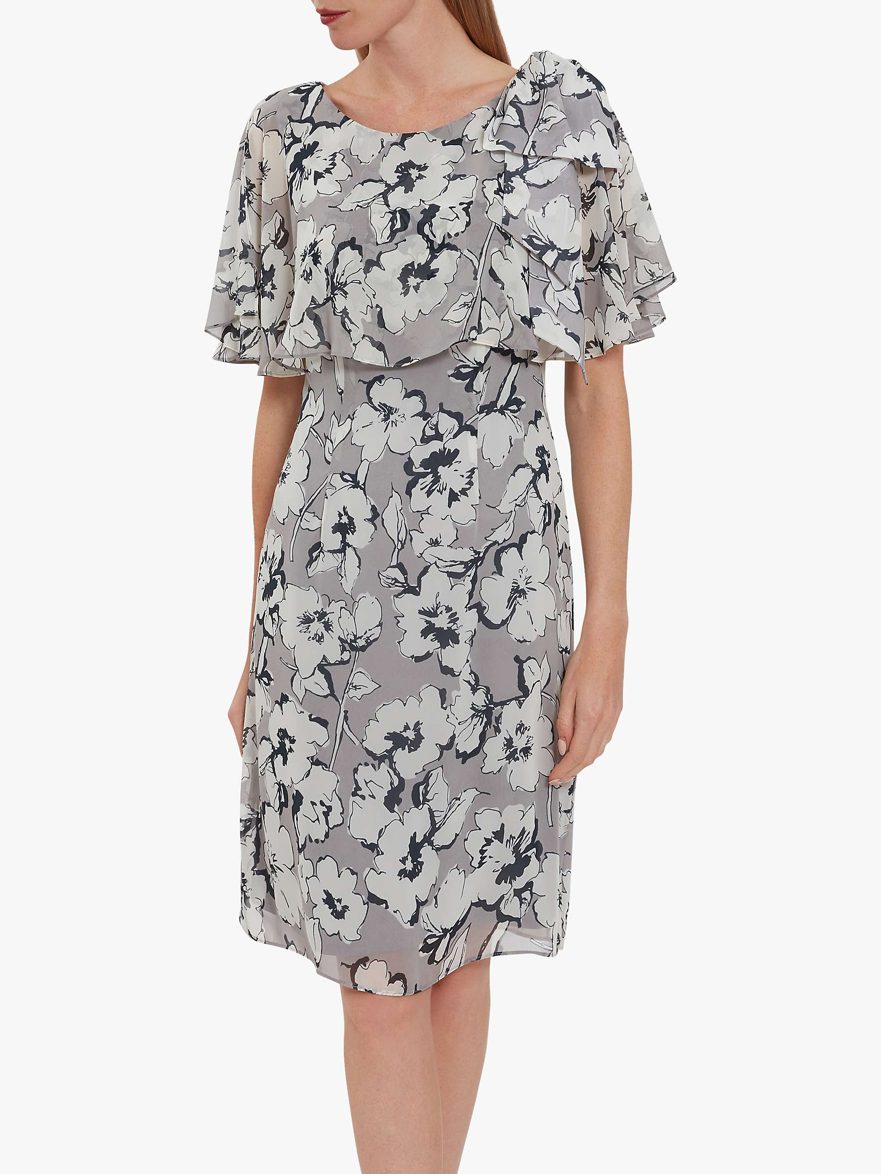 Buy Gina Bacconi Mahra Floral Chiffon Dress, Grey Online at johnlewis.com