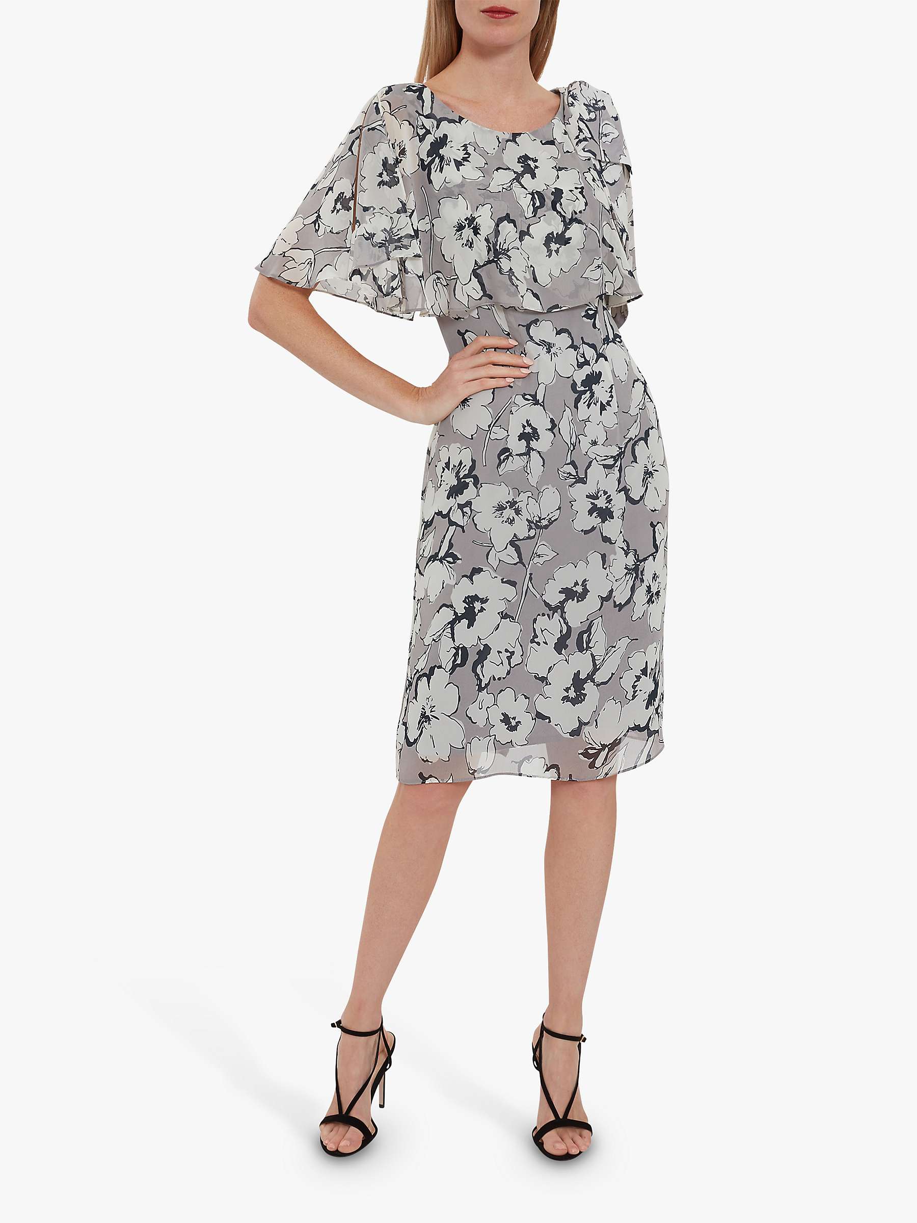 Buy Gina Bacconi Mahra Floral Chiffon Dress, Grey Online at johnlewis.com
